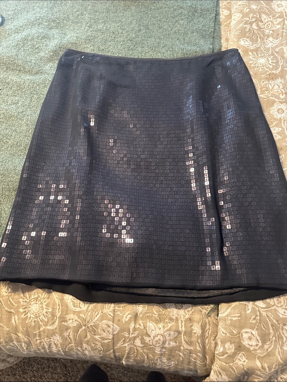 Ann Taylor Black Sequin Mini Skirt